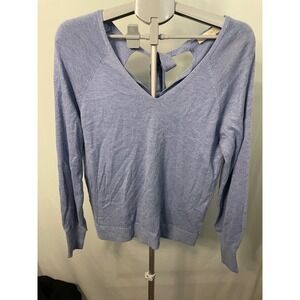 LOFT Women's Blue Long Sleeve‎ V Neck Tie Back Sweater Pullover Top Size M